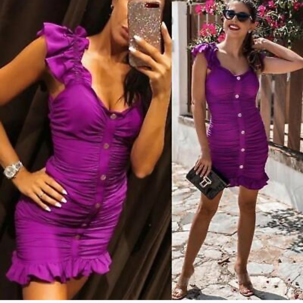 Zara Vibrant Purple Mini Dress - Picture 3 of 11
